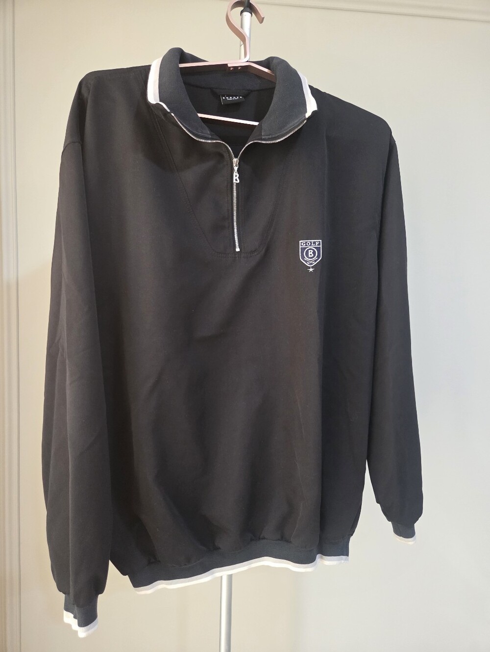 Bogner Black Quarter-Zip Golf Jacket with White Trim Sz.2XL